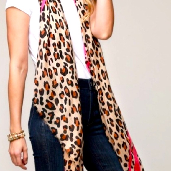 MACCHIA DI RUGGINE LEOPARD PRINT SCARF WOMEN SIZE 37 X 75 - Picture 3 of 9